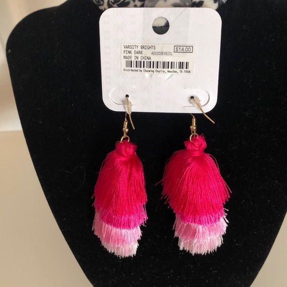 TRICOLOR PINK TASSEL EARRINGS - Picture 2 of 2